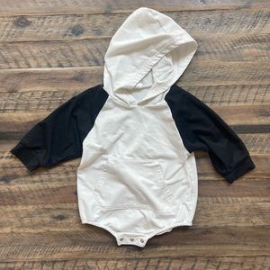 Black & White hooded bubble romper. Size 12 months.